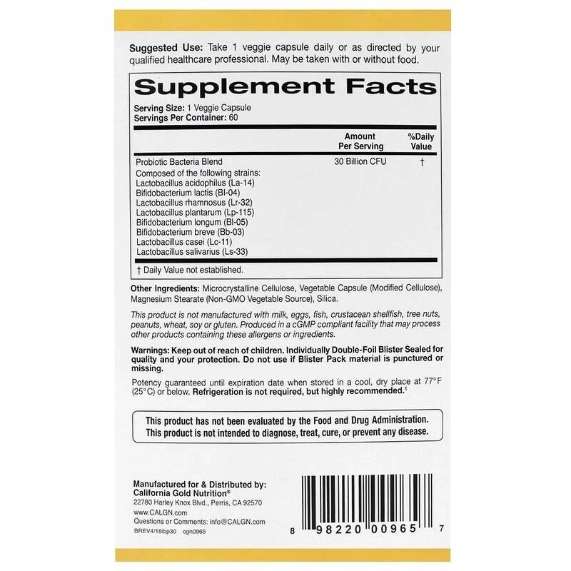 California Gold Nutrition, LactoBif Probiotics, 30 Billion CFU, 60 Veggie Capsules Health & Fitness Weight Management cb5feb1b7314637725a2e7: Probiotics