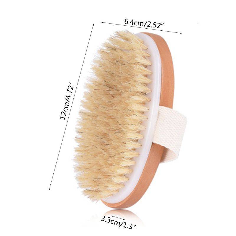 Natural Boar Bristles Dry Body Brush Wooden Oval Shower Bath Brushes Exfoliating Health & Fitness Weight Management Brand Name: Firstsun